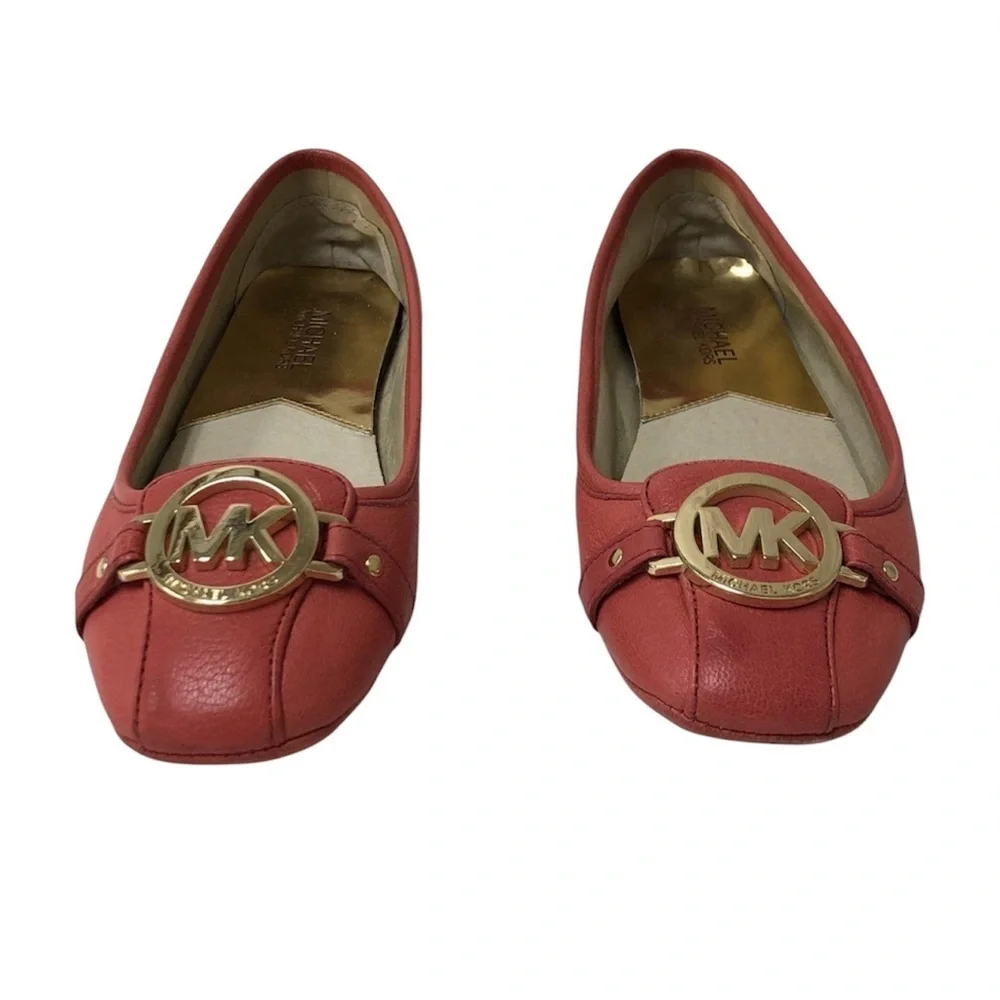 Michael Kors Red Leather MK Logo Ballet Flats - Picture 4 of 8
